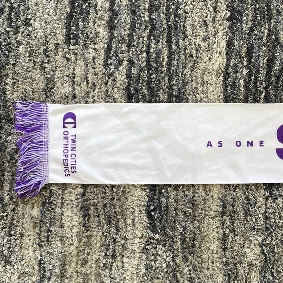 Minnesota Vikings SKOL Twin Cities Orthopedics White & Purple Scarf. - Picture 2 of 4